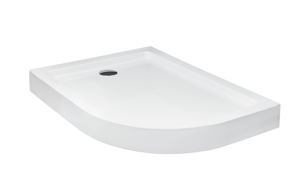 Brodzik półokrągły asymetryczny kompaktowy 120x80x4 cm Besco Saturn 120