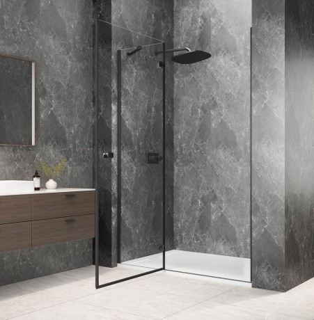 Przejdź do produktu GLOBE GUN METAL drzwi prysznicowe do wnęki 1000mm, szkło czyste, lewe