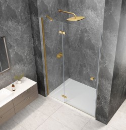 GLOBE GOLD MATT drzwi prysznicowe do wnęki 1100mm, szkło czyste, lewe