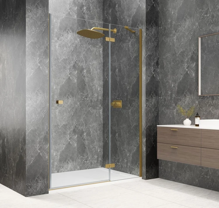 GLOBE GOLD MATT drzwi prysznicowe do wnęki 1100mm, szkło czyste, prawe