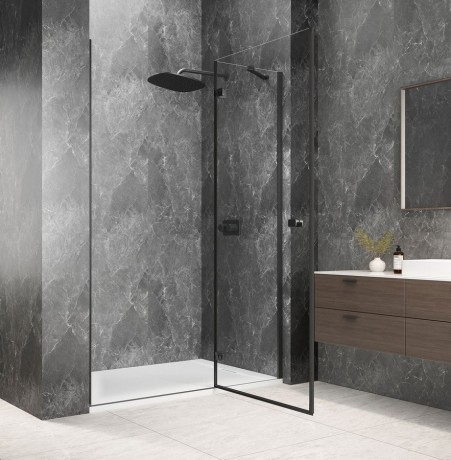 Przejdź do produktu GLOBE GUN METAL drzwi prysznicowe do wnęki 1100mm, szkło czyste, prawe