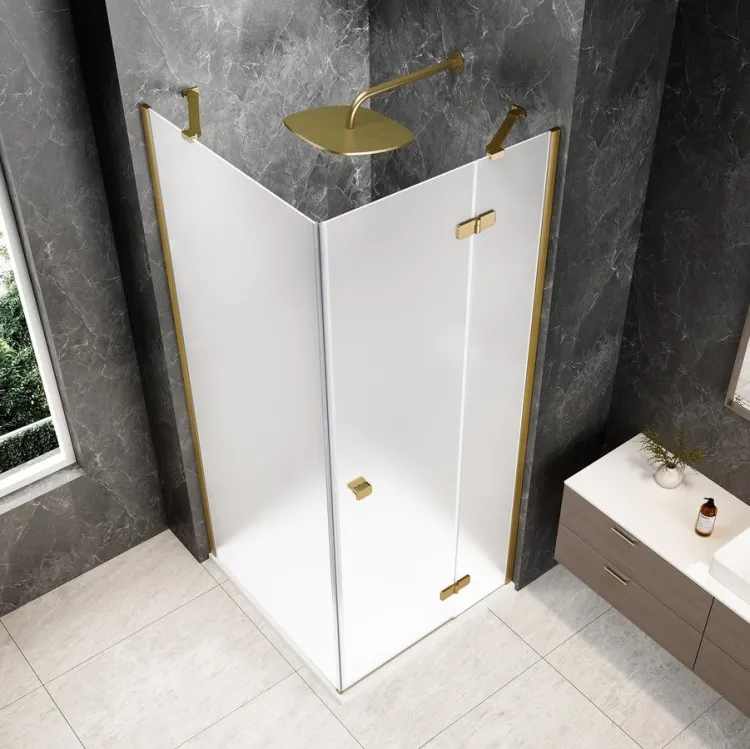 GLOBE GOLD MATT kwadratowa kabina prysznicowa 900x900mm, szkło matowe, prawe