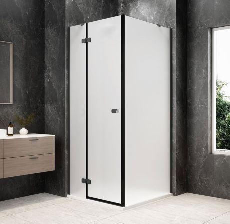 Przejdź do produktu GLOBE GUN METAL kwadratowa kabina prysznicowa 900x900mm, szkło matowe, lewe