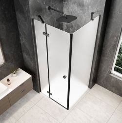 GLOBE GUN METAL kwadratowa kabina prysznicowa 900x900mm, szkło matowe, lewe
