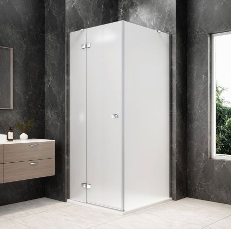 Przejdź do produktu GLOBE CHROME kwadratowa kabina prysznicowa 1000x1000mm, szkło matowe, lewe