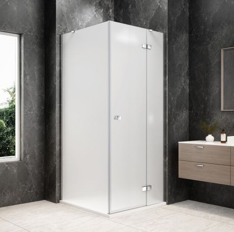 Przejdź do produktu GLOBE CHROME kwadratowa kabina prysznicowa 1000x1000mm, szkło matowe, prawe