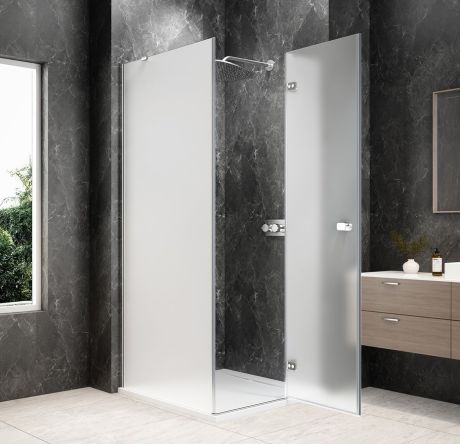 Przejdź do produktu GLOBE CHROME kwadratowa kabina prysznicowa 1000x1000mm, szkło matowe, prawe