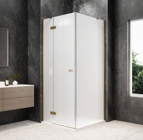 Przejdź do produktu GLOBE GOLD MATT kwadratowa kabina prysznicowa 1000x1000mm, szkło matowe, lewe