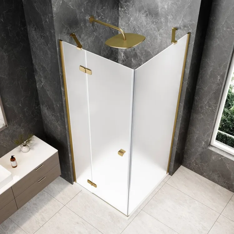 GLOBE GOLD MATT kwadratowa kabina prysznicowa 1000x1000mm, szkło matowe, lewe