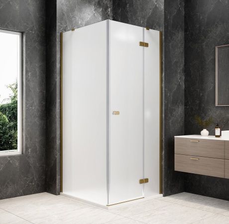 Przejdź do produktu GLOBE GOLD MATT kwadratowa kabina prysznicowa 1000x1000mm, szkło matowe, prawe