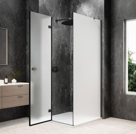 Przejdź do produktu GLOBE GUN METAL kwadratowa kabina prysznicowa 1000x1000mm, szkło matowe, lewe