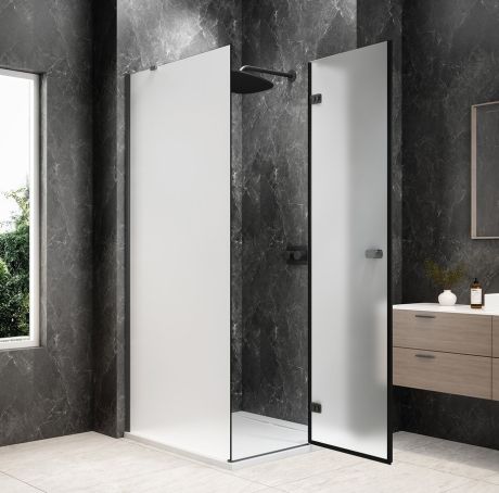 Przejdź do produktu GLOBE GUN METAL kwadratowa kabina prysznicowa 1000x1000mm, szkło matowe, prawe