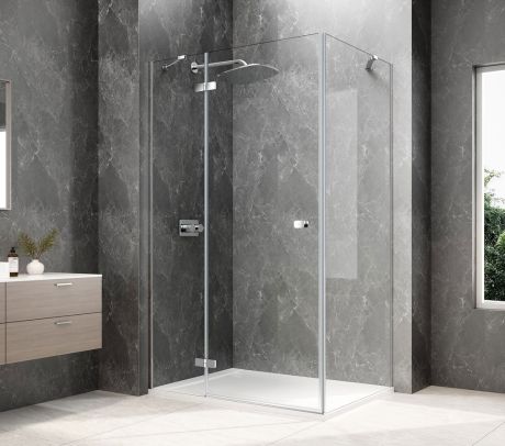 Przejdź do produktu GLOBE CHROME prostokątna kabina prysznicowa 900x800mm, szkło czyste, lewe