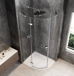 GLOBE CHROME kabina prysznicowa półokrągła 900x800mm, szkło czyste, lewe