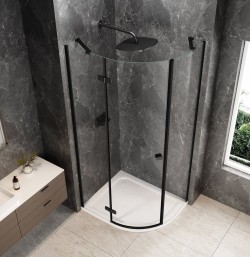 GLOBE BLACK kabina prysznicowa półokrągła 900x800mm, szkło czyste, lewe