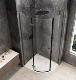 GLOBE GUN METAL kabina prysznicowa półokrągła 1000x800mm, szkło czyste, lewe