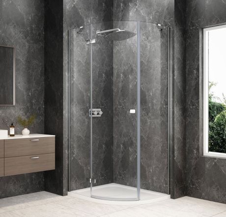 Przejdź do produktu GLOBE CHROME kabina prysznicowa półokrągła 1000x900mm, szkło czyste, lewe