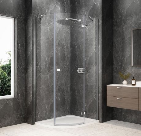 Przejdź do produktu GLOBE CHROME kabina prysznicowa półokrągła 1000x900mm, szkło czyste, prawe