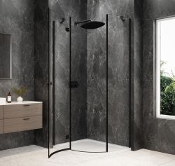 GLOBE BLACK kabina prysznicowa półokrągła 1000x900mm, szkło czyste, lewe