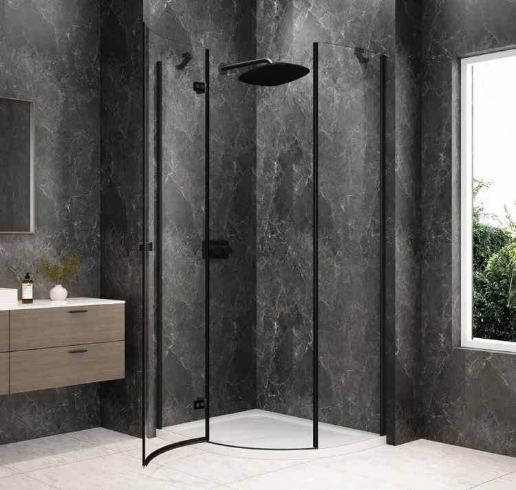 GLOBE BLACK kabina prysznicowa półokrągła 1000x900mm, szkło czyste, lewe