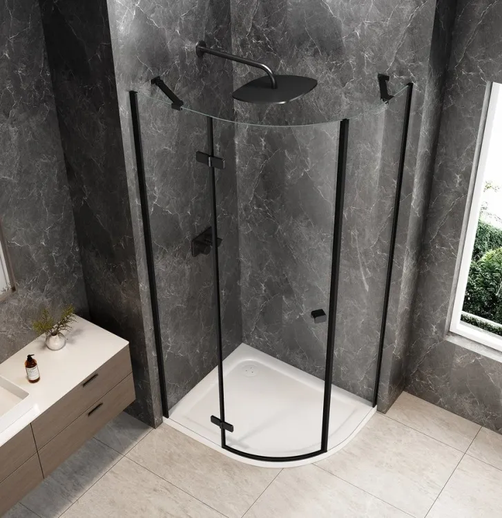 GLOBE BLACK kabina prysznicowa półokrągła 1000x900mm, szkło czyste, lewe