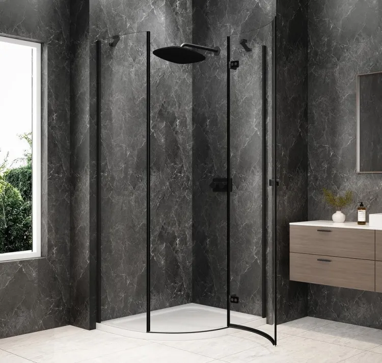 GLOBE BLACK kabina prysznicowa półokrągła 1000x900mm, szkło czyste, prawe