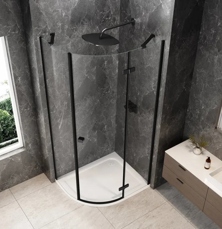 GLOBE BLACK kabina prysznicowa półokrągła 1000x900mm, szkło czyste, prawe