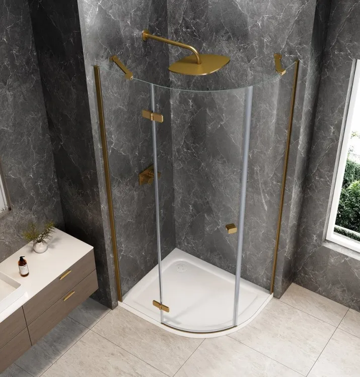 GLOBE GOLD MATT kabina prysznicowa półokrągła 1000x900mm, szkło czyste, lewe