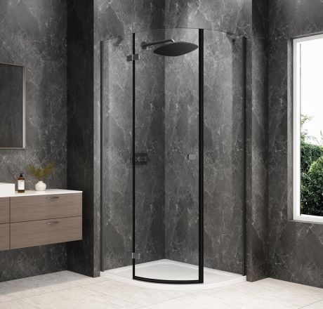 Przejdź do produktu GLOBE GUN METAL kabina prysznicowa półokrągła 1000x900mm, szkło czyste, lewe