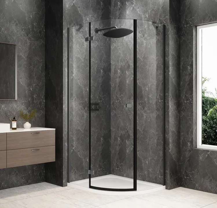 GLOBE GUN METAL kabina prysznicowa półokrągła 1000x900mm, szkło czyste, lewe