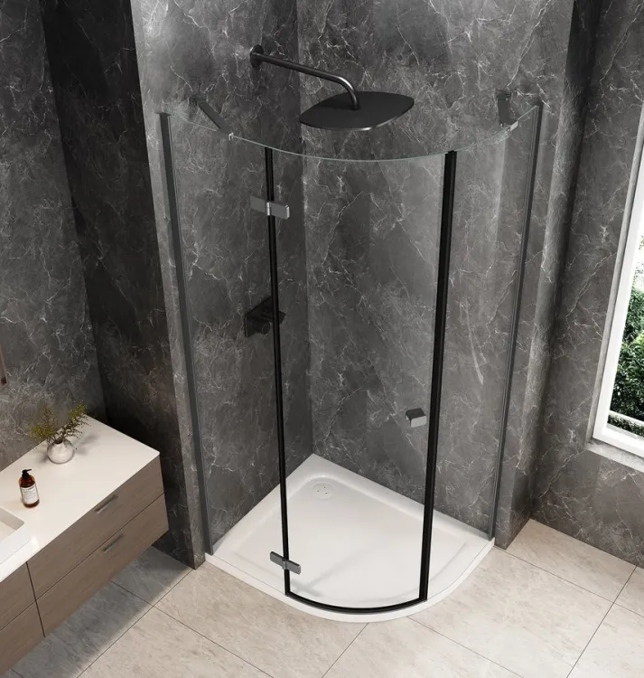 GLOBE GUN METAL kabina prysznicowa półokrągła 1000x900mm, szkło czyste, lewe