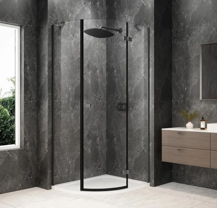 GLOBE GUN METAL kabina prysznicowa półokrągła 1000x900mm, szkło czyste, prawe