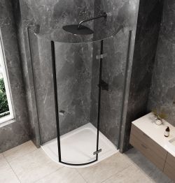 GLOBE GUN METAL kabina prysznicowa półokrągła 1000x900mm, szkło czyste, prawe