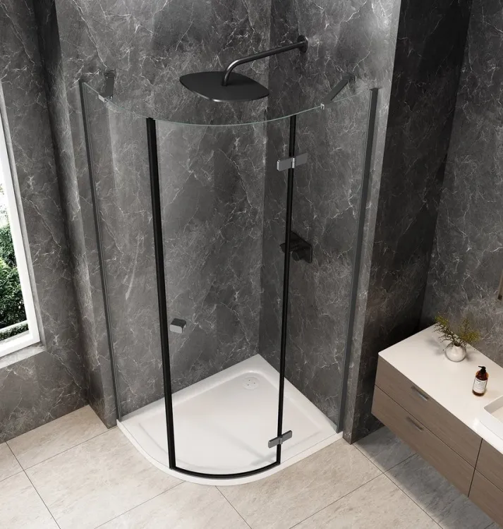 GLOBE GUN METAL kabina prysznicowa półokrągła 1000x900mm, szkło czyste, prawe