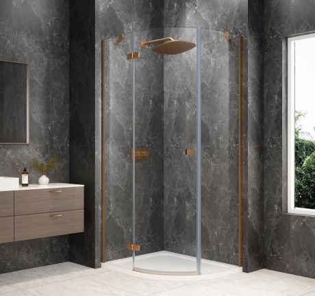 Przejdź do produktu GLOBE COPPER MATT kabina prysznicowa półokrągła 1000x900mm, szkło czyste, lewe