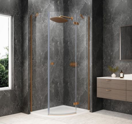 Przejdź do produktu GLOBE COPPER MATT kabina prysznicowa półokrągła 1000x900mm, szkło czyste, prawe