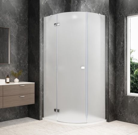 Przejdź do produktu GLOBE CHROME kabina prysznicowa półokrągła 1000x900mm, szkło matowe, lewe