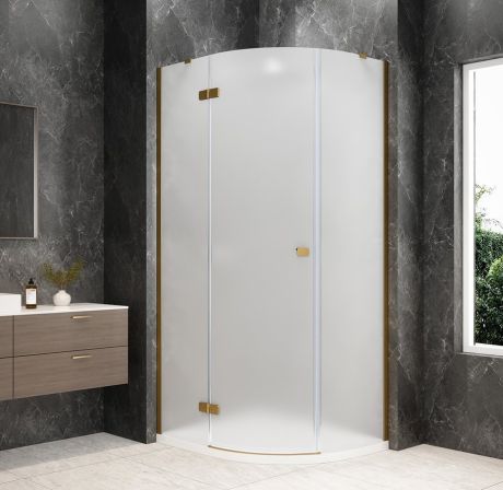 Przejdź do produktu GLOBE GOLD MATT kabina prysznicowa półokrągła 1000x900mm, szkło matowe, lewe