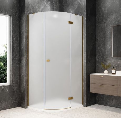 Przejdź do produktu GLOBE GOLD MATT kabina prysznicowa półokrągła 1000x900mm, szkło matowe, prawe