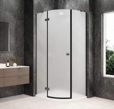 Przejdź do produktu GLOBE GUN METAL kabina prysznicowa półokrągła 1000x900mm, szkło matowe, lewe