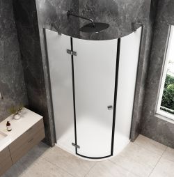 GLOBE GUN METAL kabina prysznicowa półokrągła 1000x900mm, szkło matowe, lewe