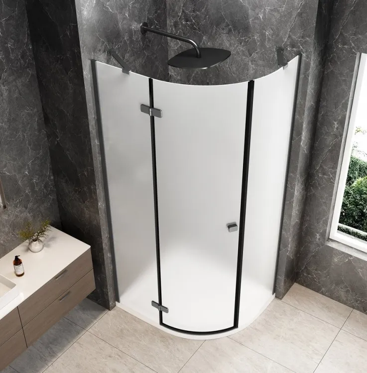 GLOBE GUN METAL kabina prysznicowa półokrągła 1000x900mm, szkło matowe, lewe