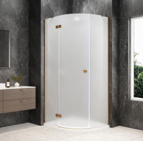 Przejdź do produktu GLOBE COPPER MATT kabina prysznicowa półokrągła 1000x900mm, szkło matowe, lewe