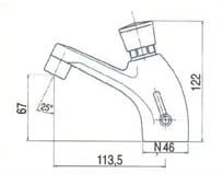  Bateria umywalkowa czasowa sztorcowa samozamykająca z mieszaczem Makoinstal 9007 rys. tech.