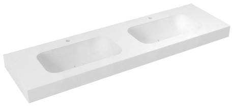 Przejdź do produktu EMICO umywalka podwójna, 180x50 cm, wersja L, Rockstone biały mat