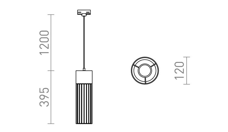 RENDL BURTON do 3-faz. szyny beton/czarna 230V LED E27 11W