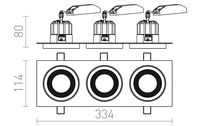 RENDL SHARM SQ III wpuszczana brązowa/perłowo-złota 230V LED 3x10W 24° 3000K