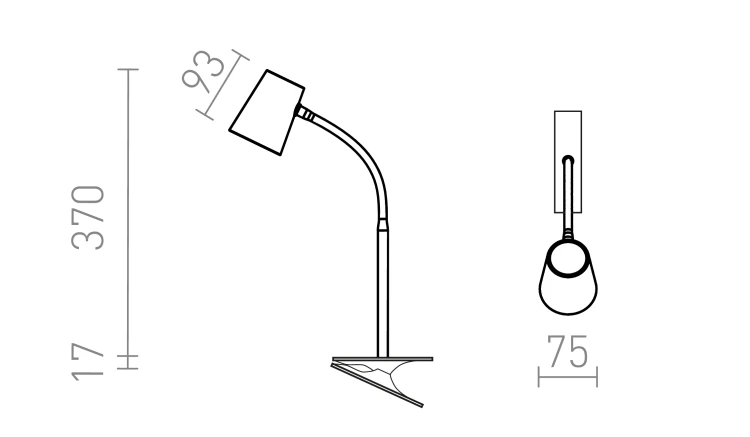 RENDL VERINA DIMM na klipsie czarna 230V LED 4.5W 100° 3000K