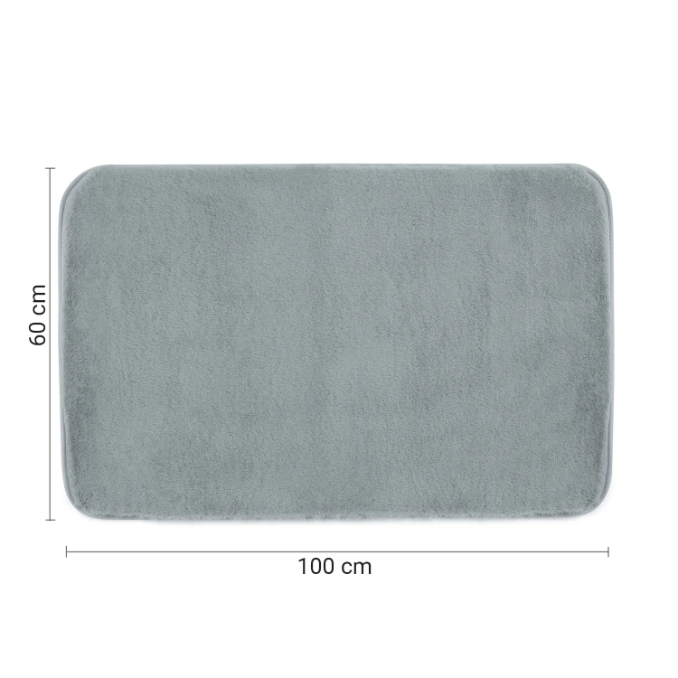 FUZZY dywanik łazienkowy, 60x100cm, 100% polyester, antypoślizgowa, szary