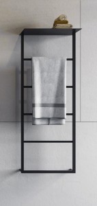 SKA ścienny wieszak na ręczniki z półką 454x1184x252mm, czarny mat